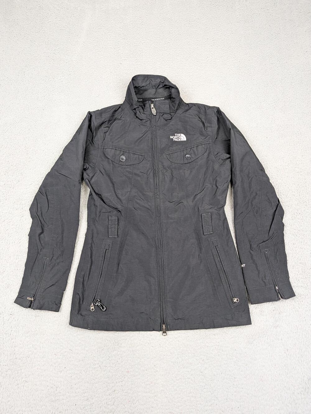 The North Face Jacket Womens XS Black HyVent Waterproof Stowaway Hood Rain Coat